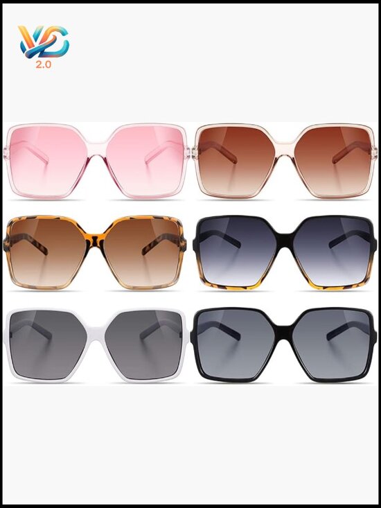 6 Pairs Oversized Square Sunglasses Retro Irregular Vintage Shades for Women